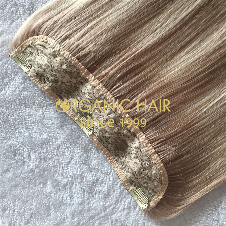 Full cuticle human hair-- halo with clips  C77